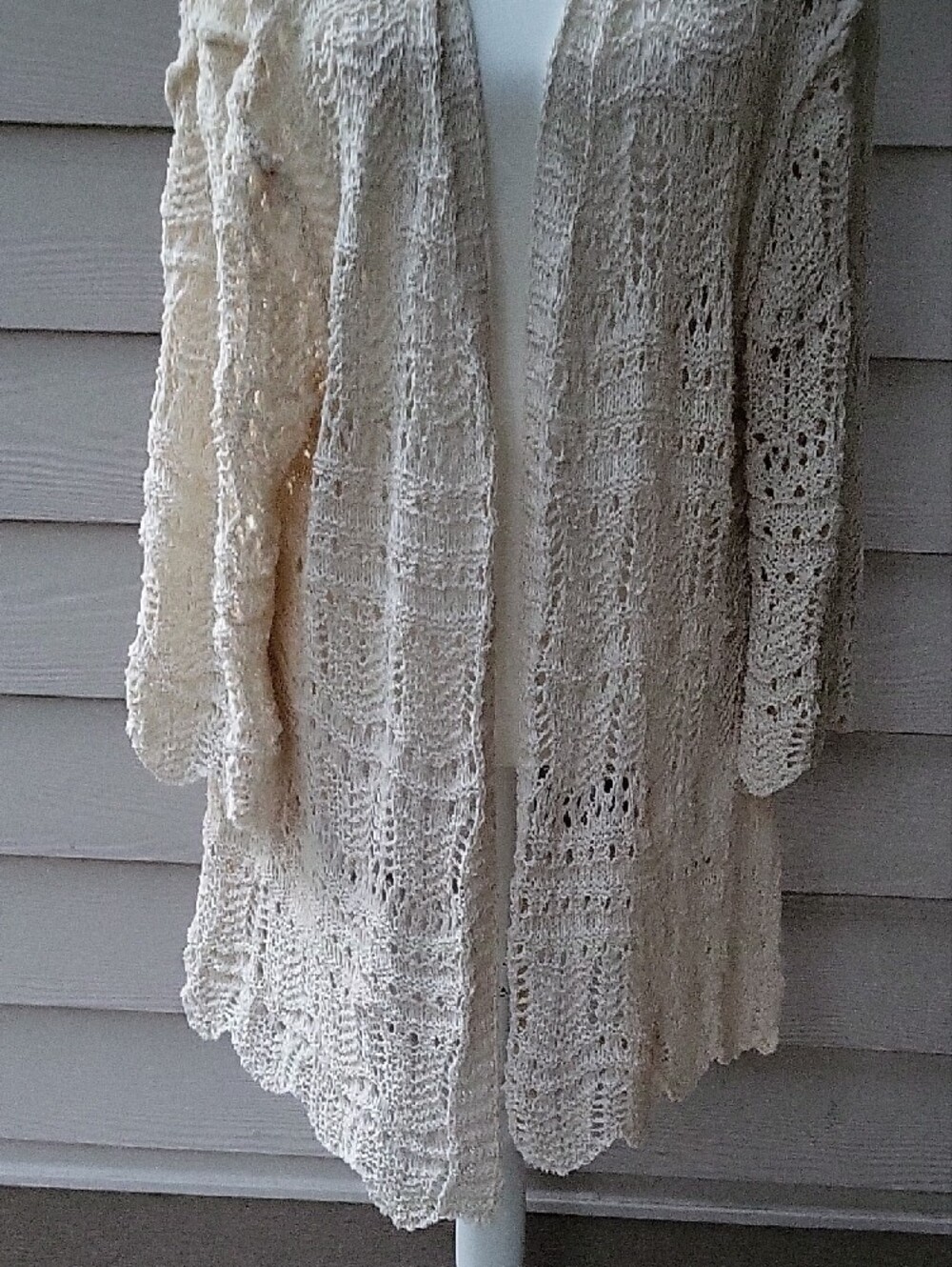 POL Open-Front Crochet Cardigan in Cream Size Small - Picture 3 of 8